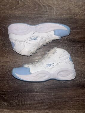 Allen Iverson Reebok Question Kids White and Light Blue High-Top Sneakers